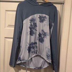 Under Armour Light Blue Floral Hooded Long Sleeve Top